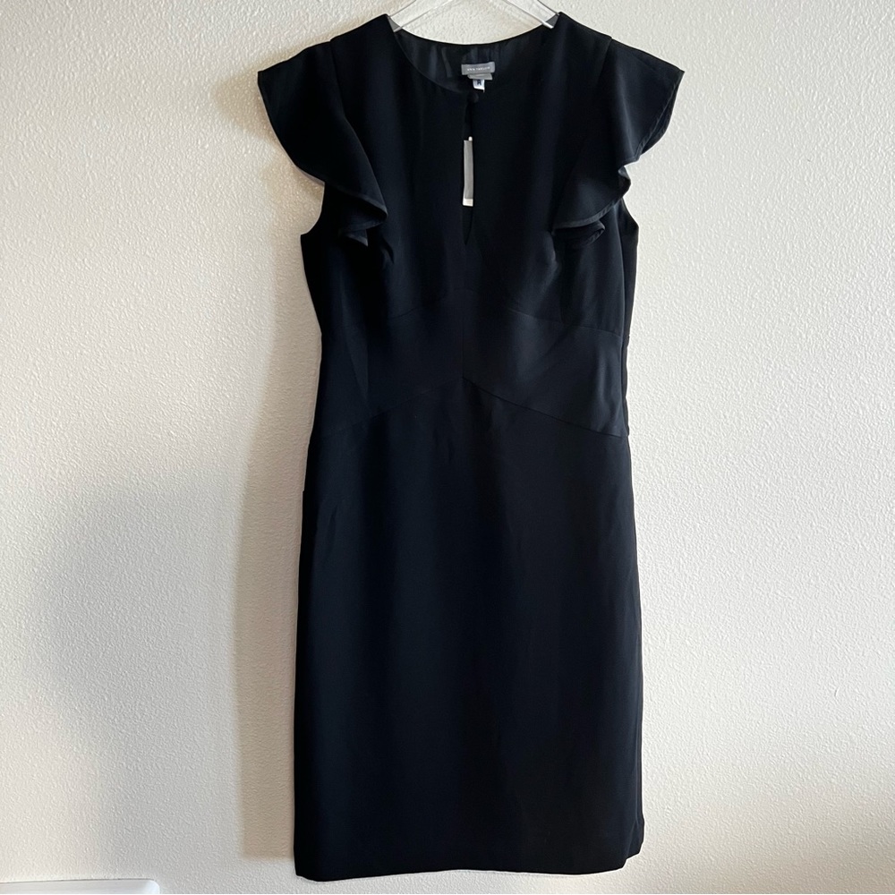 Ann Taylor Black Sheath Dress with Flutter Sleeves - Picture 5 of 6